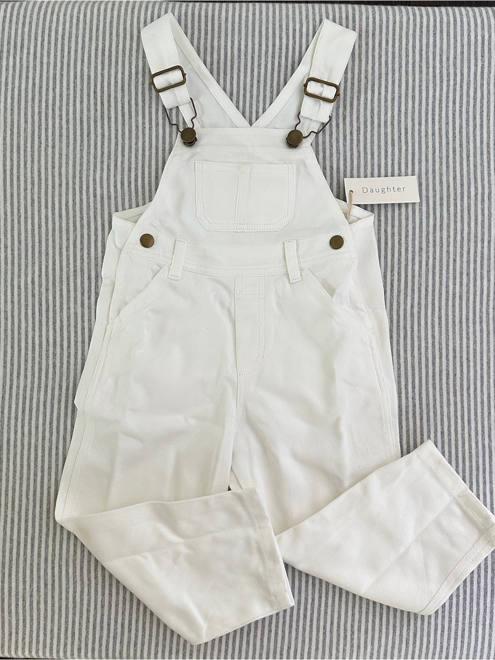 Daughter Co Kids White Denim Overalls